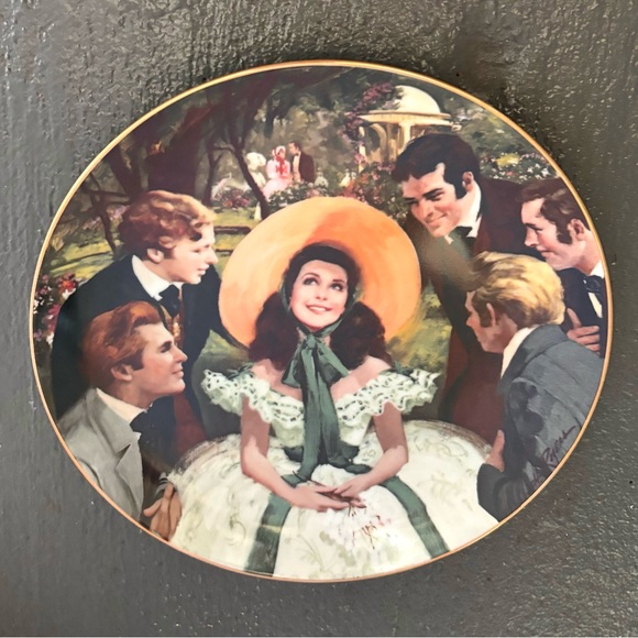 W. L. George China 50th Anniversary Gone with the Wind Scarlett Suitors Plate - Picture 2 of 10